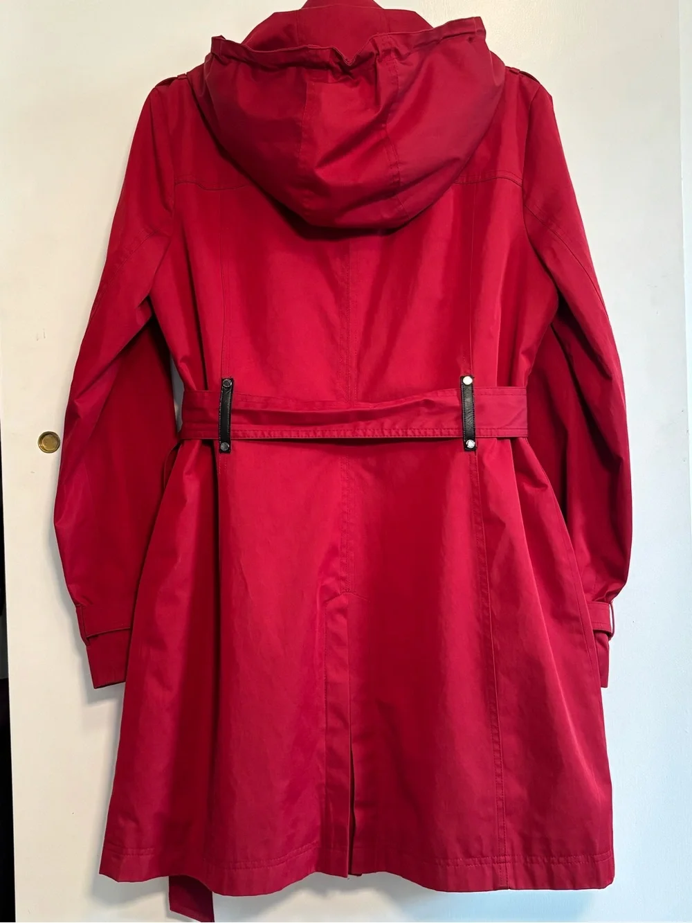 Michael Kors Women’s Red Trench Coat with Removable Hood & Liner | Medium